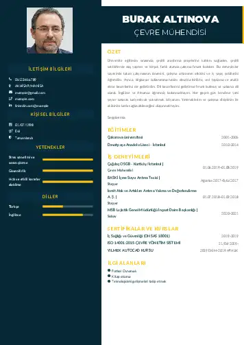 Çevre Mühendisi CV Örnekleri cv indir